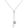 18ct White Gold 0.30ct Diamond And Pearl Necklace 16"