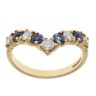 18ct Yellow Gold 0.50ct Brilliant Cut Diamond and Sapphire Wishbone Ring
