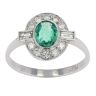Platinum Diamond And Emerald Cluster Ring