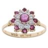9ct Yellow Gold Cubic Zirconia and Ruby Cluster Ring