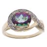 9ct Yellow Gold 0.05ct Diamond and Mystic Topaz Crossover Ring