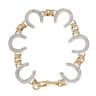 9ct Yellow Gold Cubic Zirconia Horse Shoe Bracelet 8"