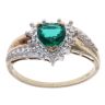 9ct Yellow Gold 0.05ct Diamond and Created Emerald Heart Cluster Ring
