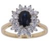 18ct Yellow Gold 0.75ct Brilliant Cut Diamond and Sapphire Cluster Ring