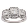 9ct White Gold 0.60ct Baguette And Brilliant Cut Diamond Cluster Ring