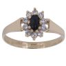 9ct Yellow Gold Cubic Zirconia and Sapphire Cluster Ring