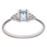 9ct White Gold 0.05ct Diamond and Aquamarine Ring