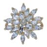 9ct Yellow Gold Aquamarine Flower Cluster Ring