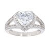 Silver Cubic Zirconia Heart Cluster Ring by Icesia