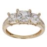 14ct Yellow Gold Cubic Zirconia Three Stone Ring