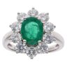 18ct White Gold 1.73ct Brilliant Cut Diamond and Emerald Cluster Ring