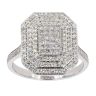9ct White Gold 0.75ct Diamond Octagonal Cluster Ring