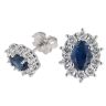9ct White Gold Sapphire and Diamond Cluster Earrings