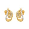 22ct Yellow Gold Curvy Petal Stud With Rhodium Finish