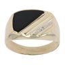 9ct Yellow Gold 0.01ct Diamond and Onyx Signet Ring