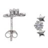 Silver Cubic Zirconia Triple Star Stud Earrings By Icesia