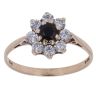 9ct Yellow Gold Sapphire and Cubic Zirconia Cluster Ring
