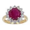 18ct Yellow And White Gold Ruby And Diamond Cluster