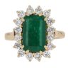 18ct Yellow Gold 1.00ct Brilliant Cut Diamond and Emerald Cluster Ring