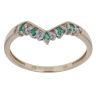 9ct Yellow Gold 0.05ct Diamond and Emerald Wishbone Ring