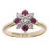 18ct Yellow Gold 0.35ct Brilliant Cut Diamond and Ruby Cluster Ring