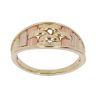 14ct Yellow White and Rose Gold Patterned Signet Ring