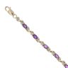 9ct Yellow Gold 0.10ct Diamond And Amethyst Bracelet 7"