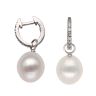 14ct White Gold 0.10ct Diamond and Pearl Hoop Earrings