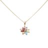 9ct Yellow Gold Multi Gemstone Flower Pendant and Chain 18"