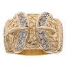 9ct Yellow Gold Cubic Zirconia Double Buckle Ring