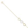 Gold Plated Silver Cubic Zirconia Trio Heart Bracelet 7"