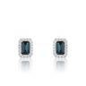 9ct Yellow Gold London Blue Topaz And 0.14ct Natural Diamond Halo Earrings
