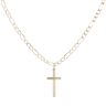 9ct Yellow Gold Patterned Cross Pendant and Figaro Chain 18"