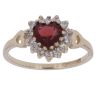 9ct Yellow Gold Cubic Zirconia and Garnet Heart Cluster Ring