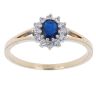 9ct Yellow Gold Sapphire and Cubic Zirconia Cluster Ring