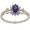 9ct Yellow Gold 0.05ct Brilliant Cut Diamond and Amethyst Cluster Ring
