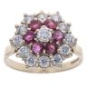 9ct Yellow Gold Cubic Zirconia and Ruby Cluster Ring