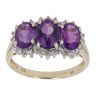 9ct Yellow Gold 0.25ct Diamond and Amethyst Cluster Ring