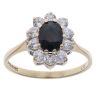 9ct Yellow Gold Cubic Zirconia and Sapphire Cluster Ring