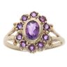 9ct Yellow Gold Amethyst Cluster Ring
