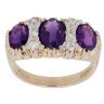 9ct Yellow Gold Cubic Zirconia and Amethyst Fancy Ring