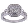Vera Wang 18ct White Gold 0.80ct Princess, Baguette And Brilliant Cut Diamond And Sapphire Cluster Ring