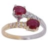 18ct Yellow and White Gold 0.07ct Diamond and Ruby Crossover Ring