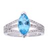 9ct White Gold Blue Topaz and Diamond Marquise Ring
