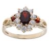 9ct Yellow Gold Garnet and Cubic Zirconia Cluster Ring