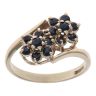 9ct Yellow Gold Sapphire Double Cluster Ring