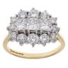 18ct Yellow Gold 2.00ct Brilliant And Princess Cut Diamond Cluster Ring