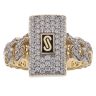 14ct Yellow Gold Monaco Classic Plain Pave Link Signet Ring