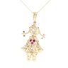 9ct Yellow Gold Stone Set Ragdoll Pendant And Chain 18"