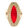 14ct Yellow Gold Red Gemstone Greek Key Ring
